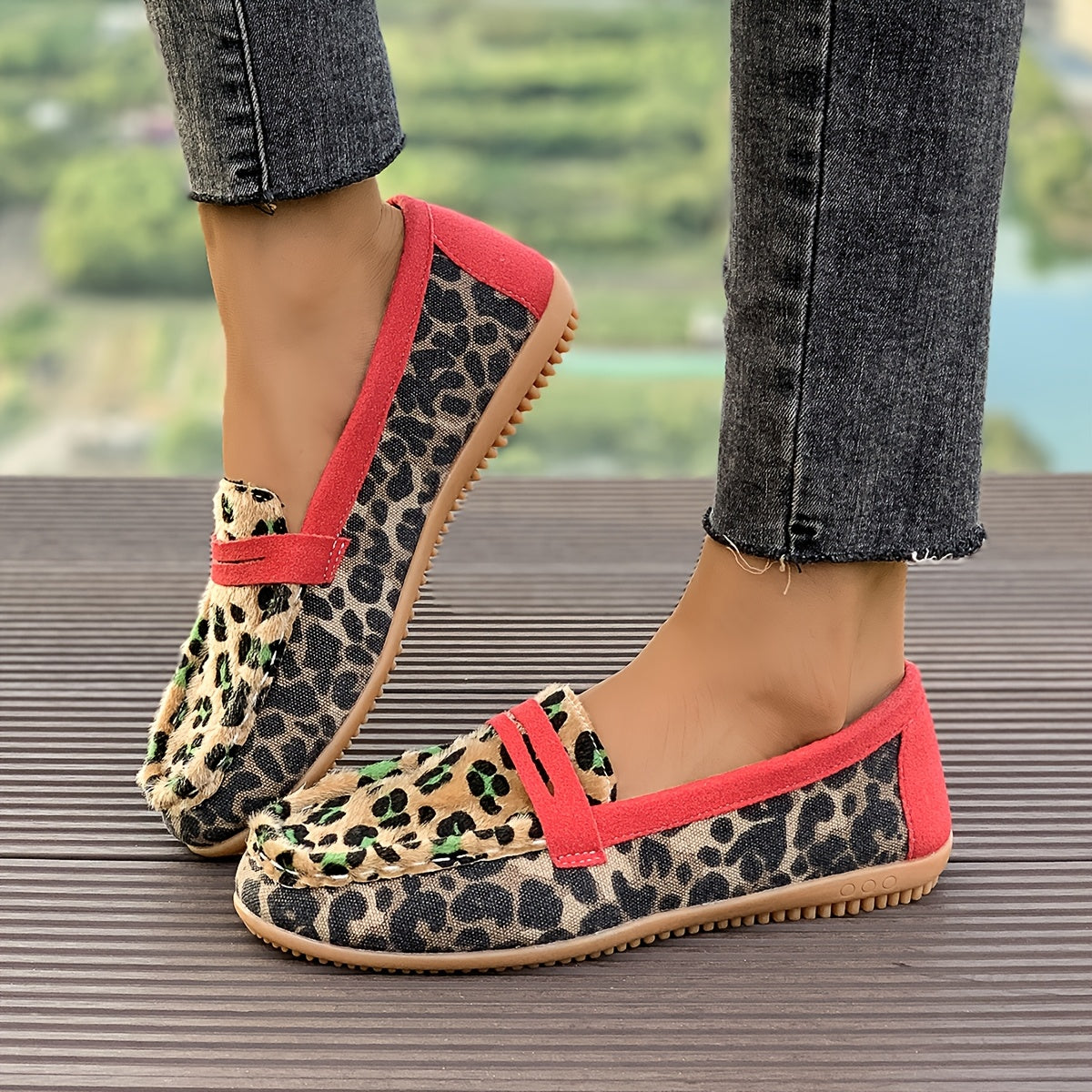 Aimee™ | Red Leopard Loafers