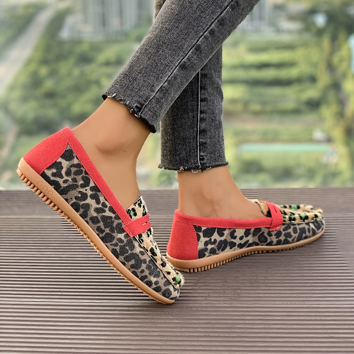Aimee™ | Red Leopard Loafers