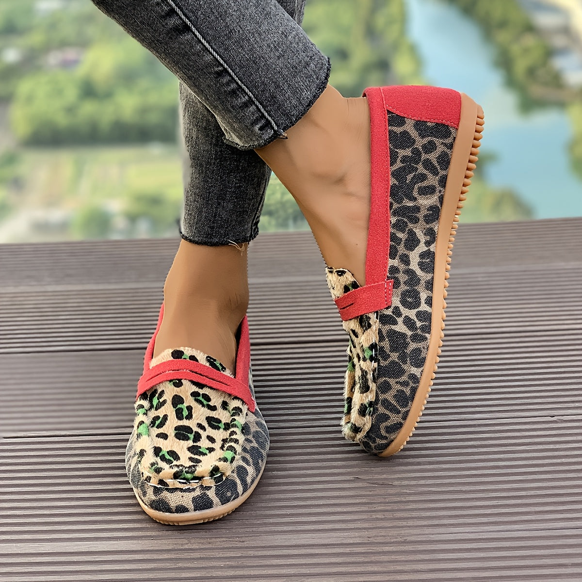 Aimee™ | Red Leopard Loafers