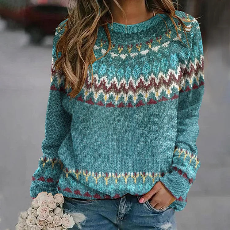 Peyton™ – Comfortable Sweatshirt with Retro Wave Pattern
