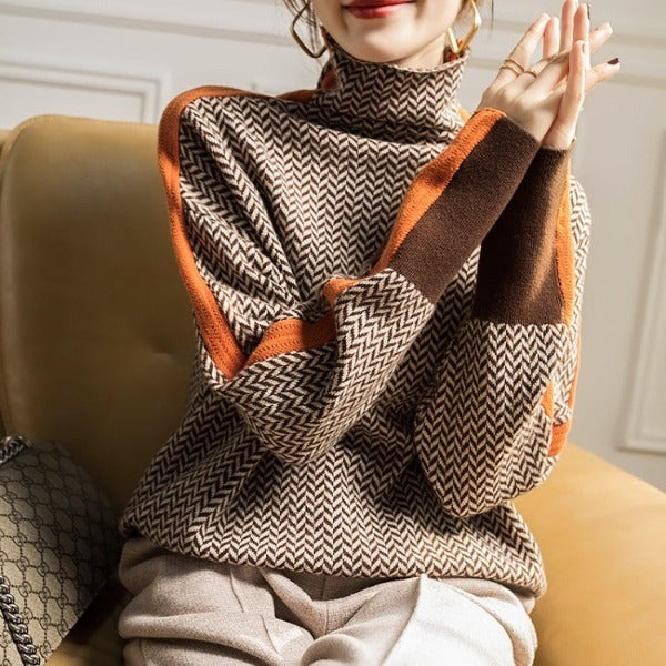 Marieke | Turtleneck with striking contrasting stripes