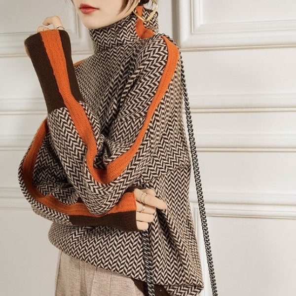 Marieke | Turtleneck with striking contrasting stripes