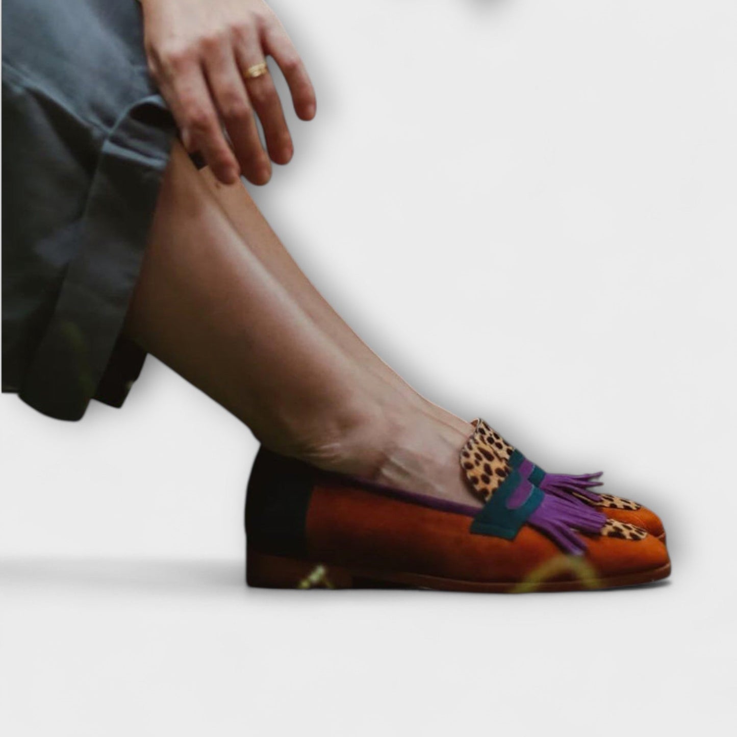 Fallon | Brown Loafers with Leopard Print