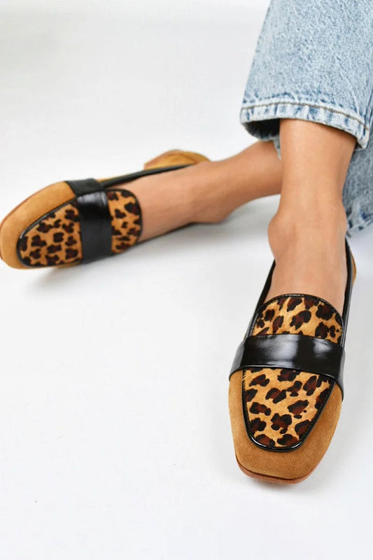 Belle™ | Brown Leopard Loafers