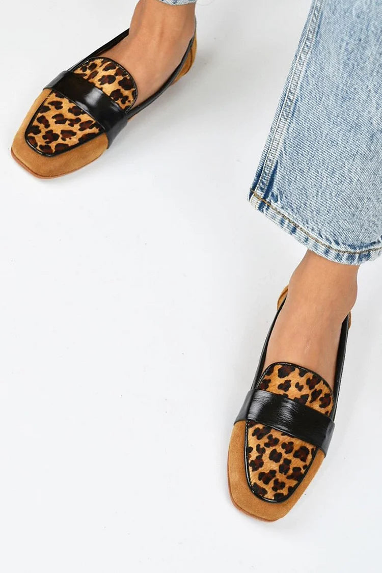 Belle™ | Brown Leopard Loafers