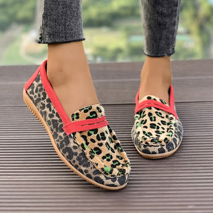 Aimee™ | Red Leopard Loafers