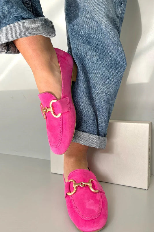 Hélene™ | Pink Soft Leather Loafers