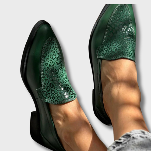 Sophie™ | Green Leopard Loafers