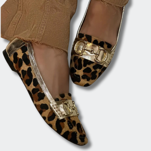 Luna™ | Gold Leopard Loafers