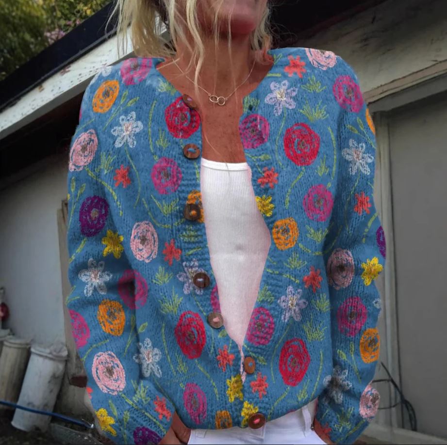 Tilda | Blue floral cardigan