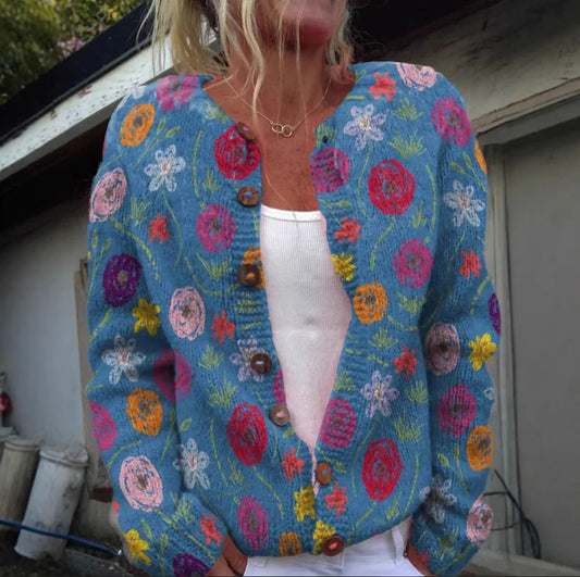Tilda | Blue floral cardigan